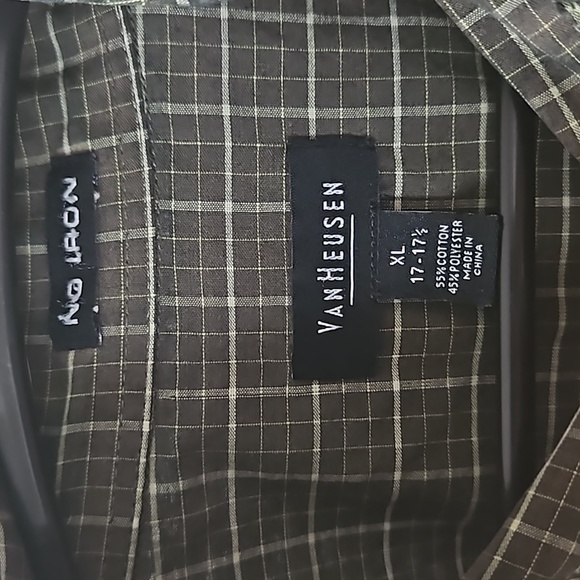Van Heusen No Iron Olive Green Button Down Shirt XL - Picture 4 of 6